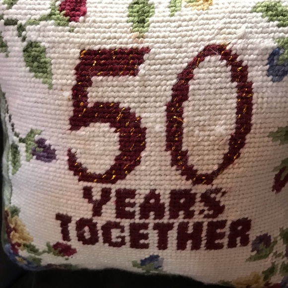 Small anniversary pillow 50 years together w/velvet back. Does have a few picks - Picture 3 of 7